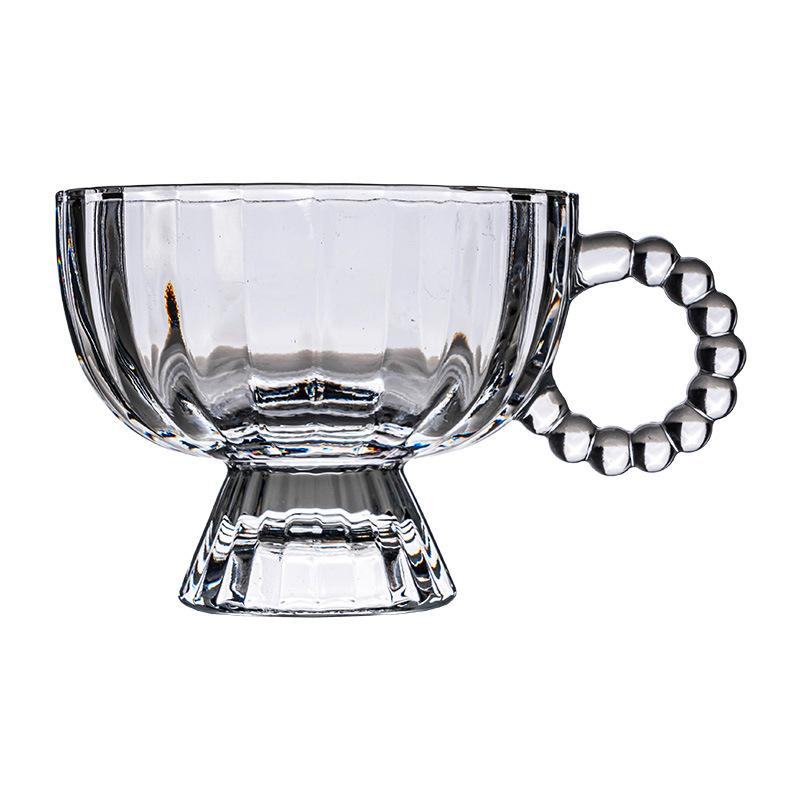 Transparent Goblet High-Value Glass Minimalist Wind Cup Household Water Cup Dessert Cup Summer Juice Cup