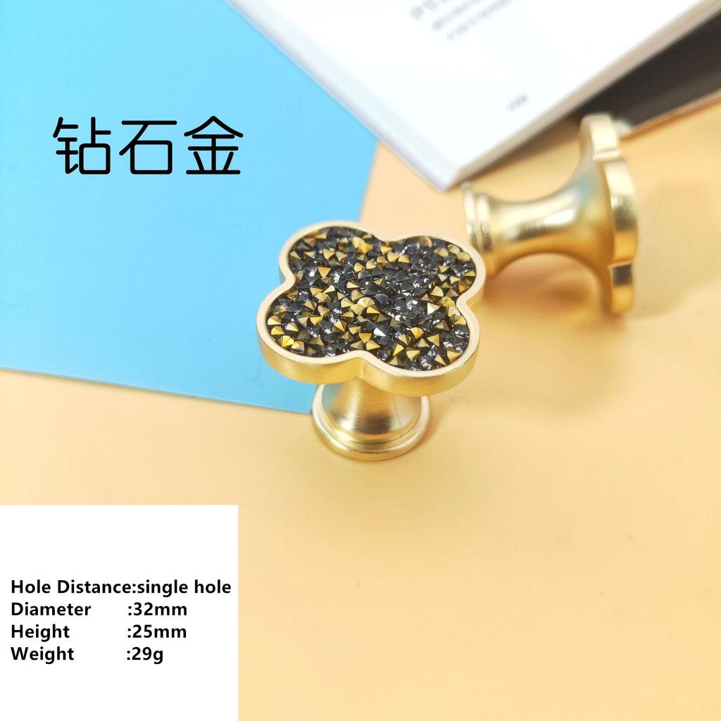 Handles Drawer Cabinet Furniture Kitchen Handles for Cabinet Knob Door Drawer Furniture Kitchen Knob Four-Leaf Clover Diamond