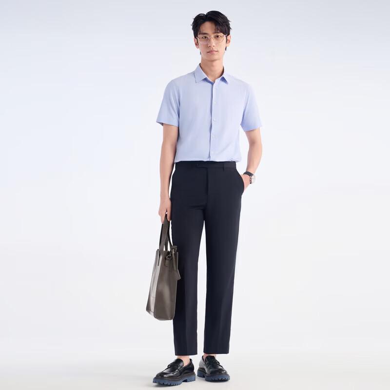 JOEONE Men's Machine Washable Wool Blend Straight Fit Suit Trousers