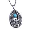 European & American Retro Turquoise Flying Eagle Titanium Steel Pendant Necklace