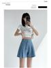 Women's Washed Denim Shorts, 2025 Summer Collection: Loose Wide-Leg Design, Elastic High Waist, Casual Fit.