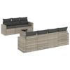 Vidaxl 8-Cz. Garden Furniture Set, Cushions, Light Grey Poly Rattan