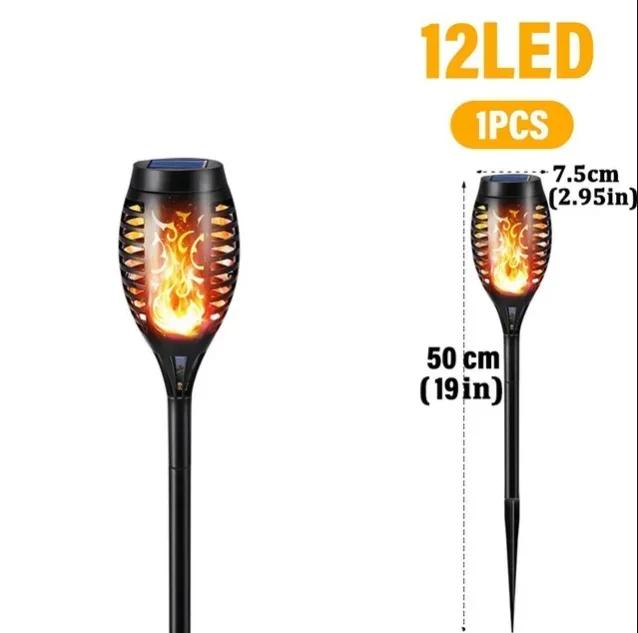 

12 светодиодный солнечный факельный светильник для газона, сада, втыкаемый светильник, наружный, для двора, водонепроницаемый, индукционный, декоративный, ландшафтный, для дорожки, с эффектом пламени