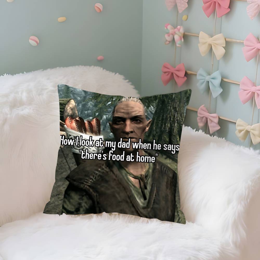 Hey Du Du Bist Endlich Wach Skyrim Kissenbezug Zierkissenbezug Nordisch Vintage Stil Kissenbezüge Haus Wohnzimmer Sofa Couch