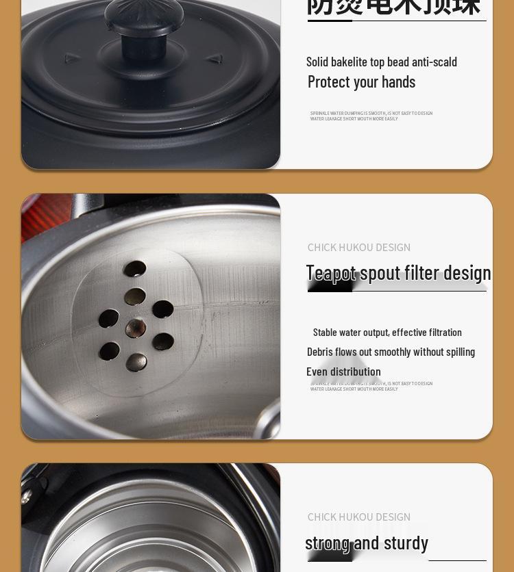 Thickened Stainless Steel Black Classical Teapot for Restaurant and Hotel, Induction-Compatible, Small Tea Art Kettle.