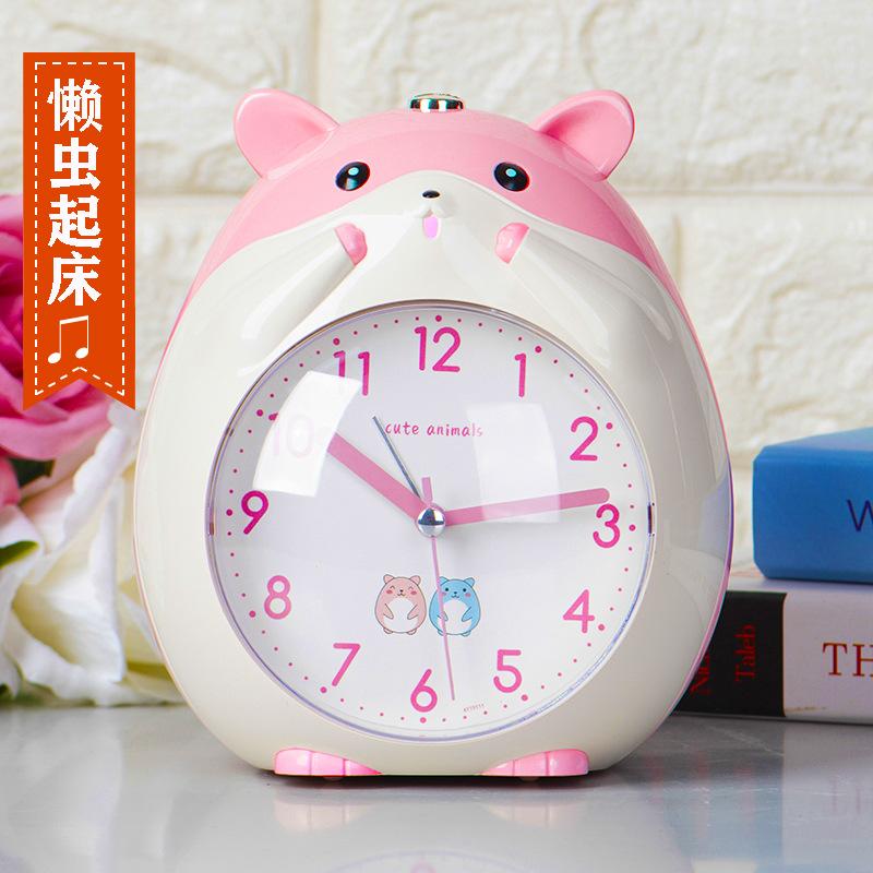Creative New Little Hamster Cartoon Voice Alarm Clock Children Student Using Silent Luminous Girl Cute Electronic Alarm Clock