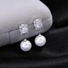High Quality Zircon Clip On Earrings for Women Fashion Classic Elegant Simulated Pearl Pendant Ear Clips Bridal Banquet Jewelry