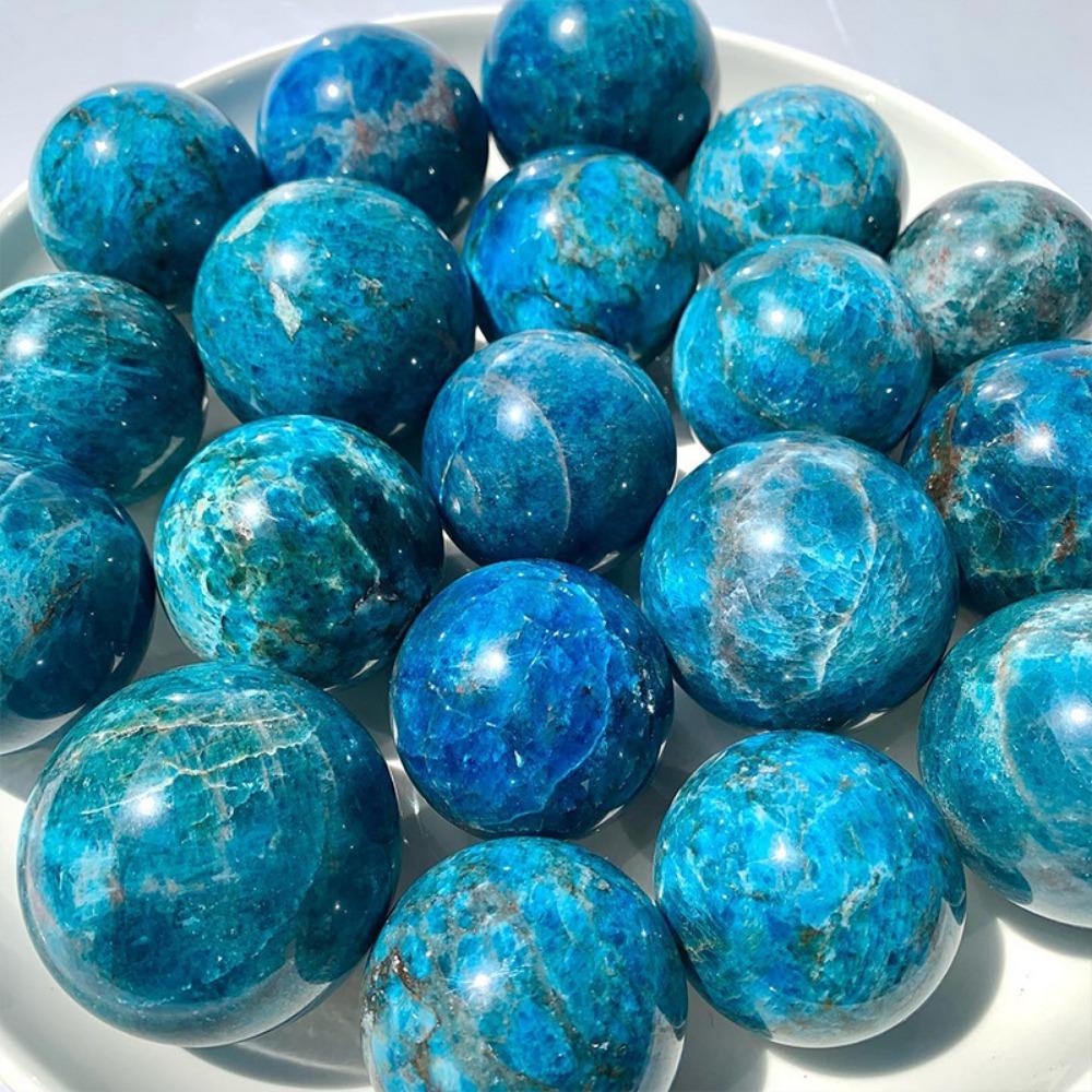 Natural Blue Apatite Healing Crystal Sphere Polished Energy Crystal Balls Rock Crystal Quartz Gemstone for Home Decorations
