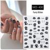 Fluffiga katt-nagelkonstklistermärken: Svart & Vitt Klister, Söt DIY-Dekoration