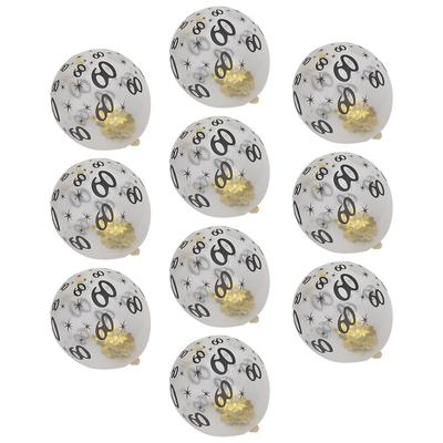 10Pcs Latex Transparent Balloon with Number 60 Pattern for Birthday Party Wedding Anniversary Decorate