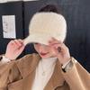 Women's Fleece-lined Wool Knitted Wide Brim Visor Hat for Autumn & Winter Sports