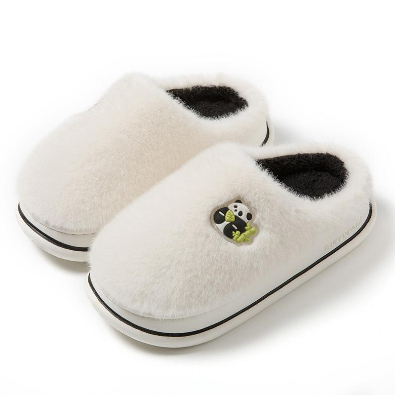 Home cotton slippers women's autumn and winter new indoor and outdoor wear thick bottom non-slip velvet warm cute fluffy slippers