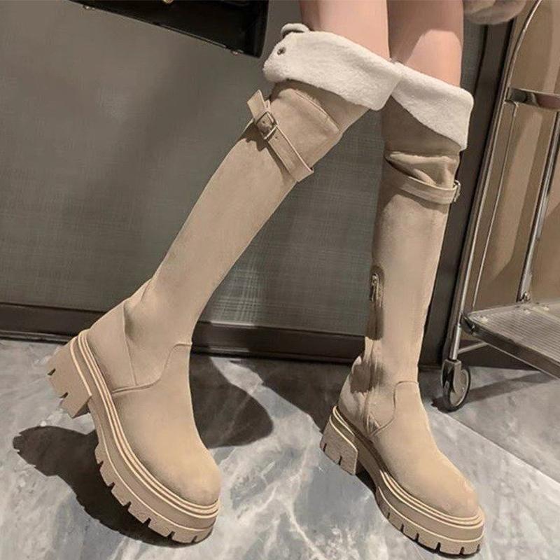 Женские высокие сапоги на платформе — фото 3