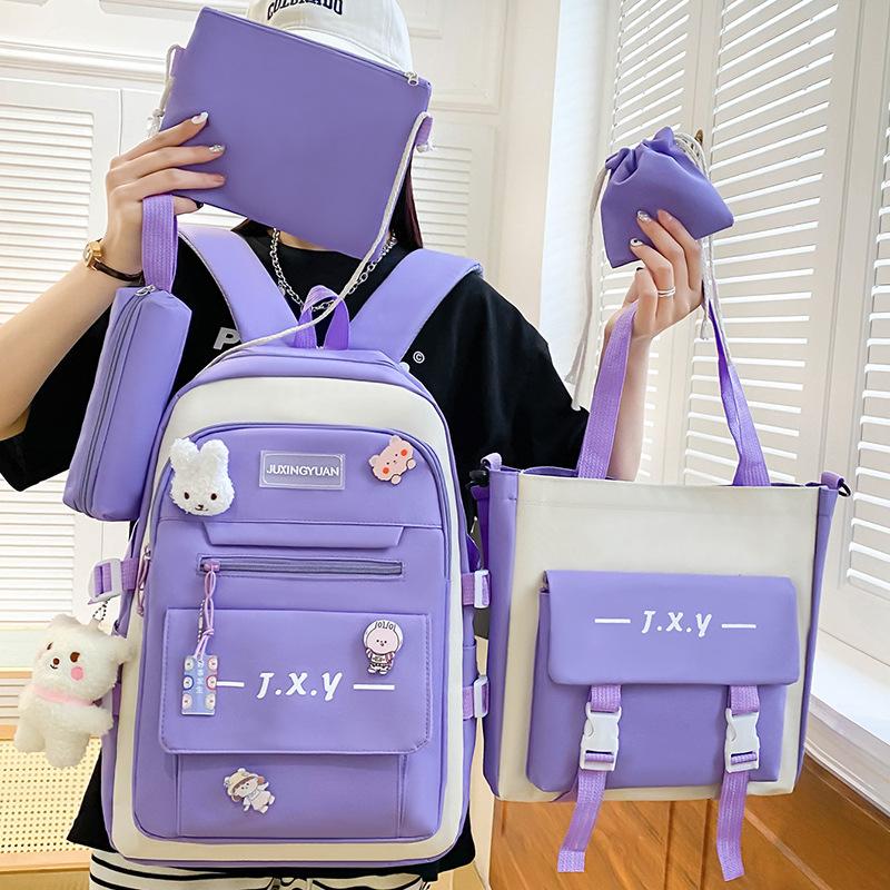 Primary School Boys Five Piece Set Junior High School Students High School Students Backpack Female College Students Backpack