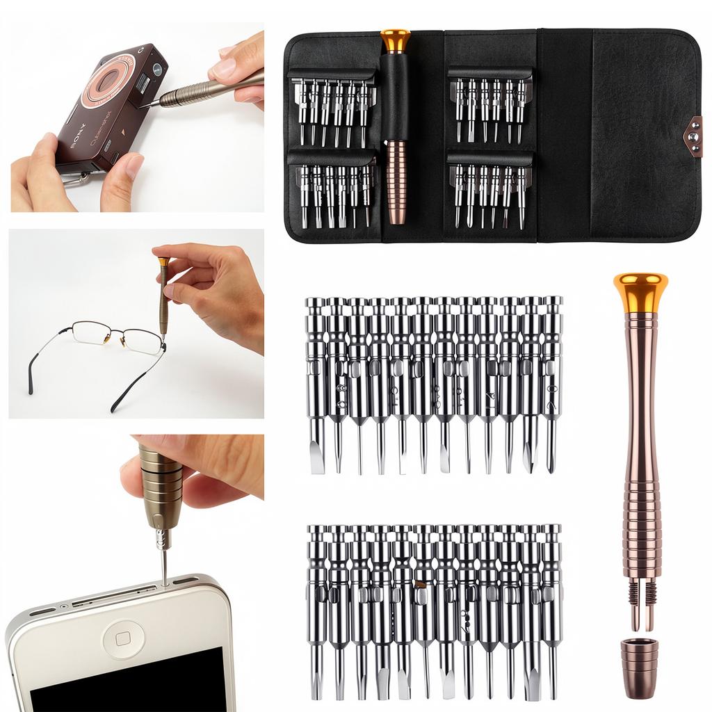 1Pc Screwdriver 25 in 1 Combination Screw Batch Leather Bag Mobile Phone Glasses Repair Disassembly Tool Set Disassembly