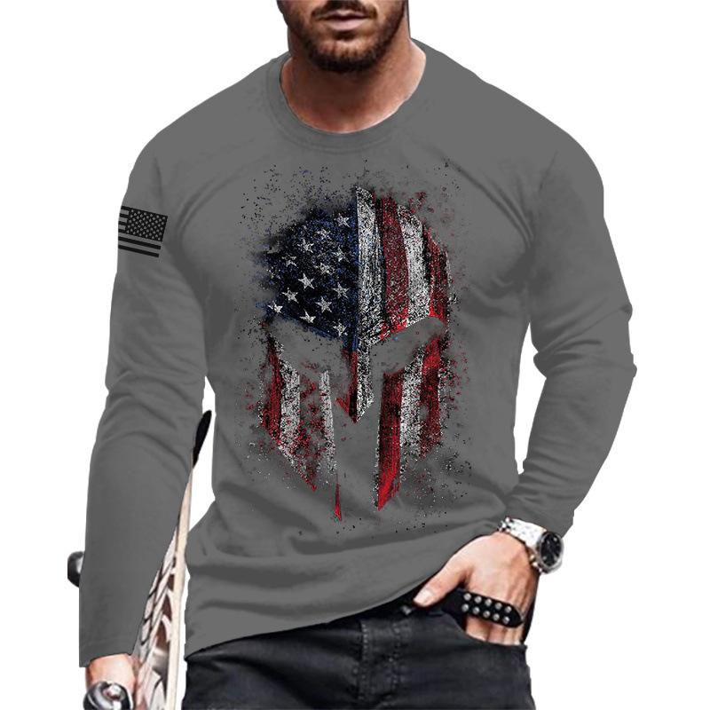 Autumn and Winter T-shirt New Men's Fashion Long Sleeved O-neck 3D Digital Printed Logo Versatile Casual Men's Top
