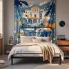 Boho Chic Wall Tapestry With Moon Phase Floral Starry Sky Design Bedroom Yoga Studio Decor