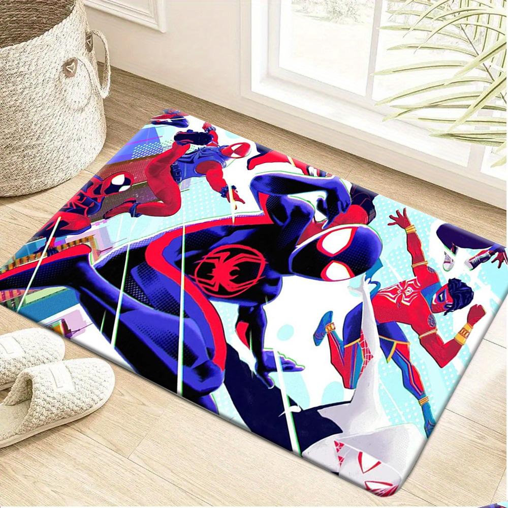 A Printed Floor Mat Featuring Iron 'S Armor with Flame Effects, Suitable for Living Rooms, Bedrooms, And Game Rooms. It Can Be
