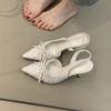 2025 New Summer High Heel Women Sandals Fashion Pointed Toe Singbacks Shoes Design Style Banquet Party Dress Sandalias Shoes