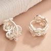 European Vintage Hollow Lace Pearl Hoop Earrings Gold Plated Zircon Ear Buckles for Women