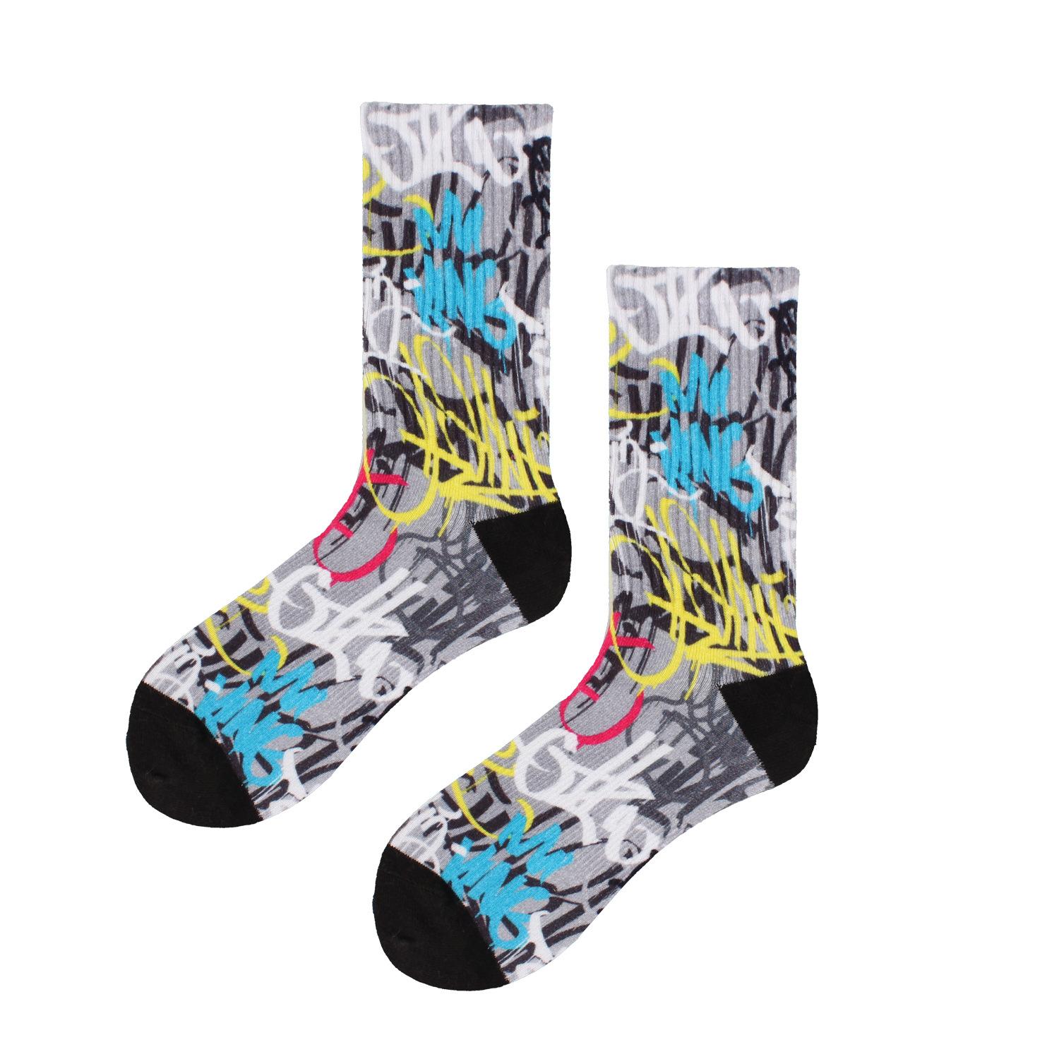 

360 Digital Print Socks Tide Socks Heat Sublimation Tie Dye 3d Print Cotton Socks Men s Summer 1 pair
