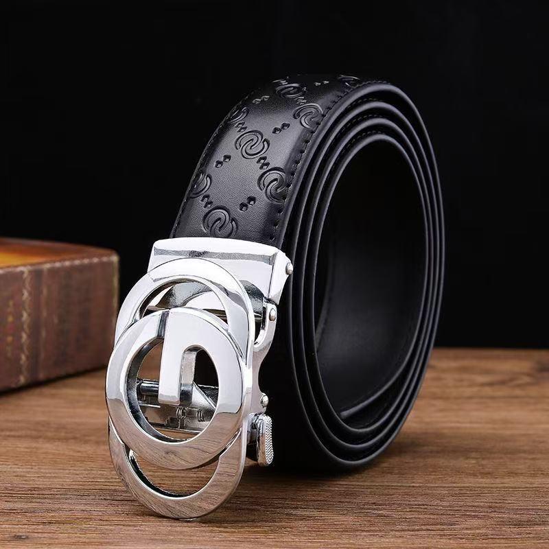 Cintura da uomo in pelle goffrata con fibbia in lega di alta qualità - Casual ed elegante