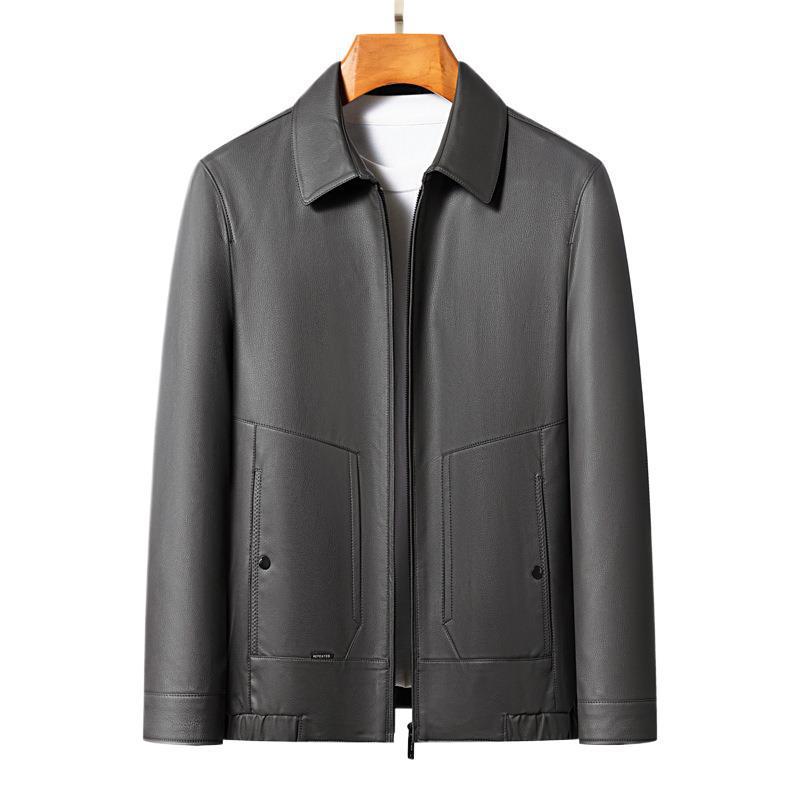 High-end Genuine Leather Jacket for Men  New Leather Jacket  Sheepskin Business Lapel  Middle-aged Dad Outfit