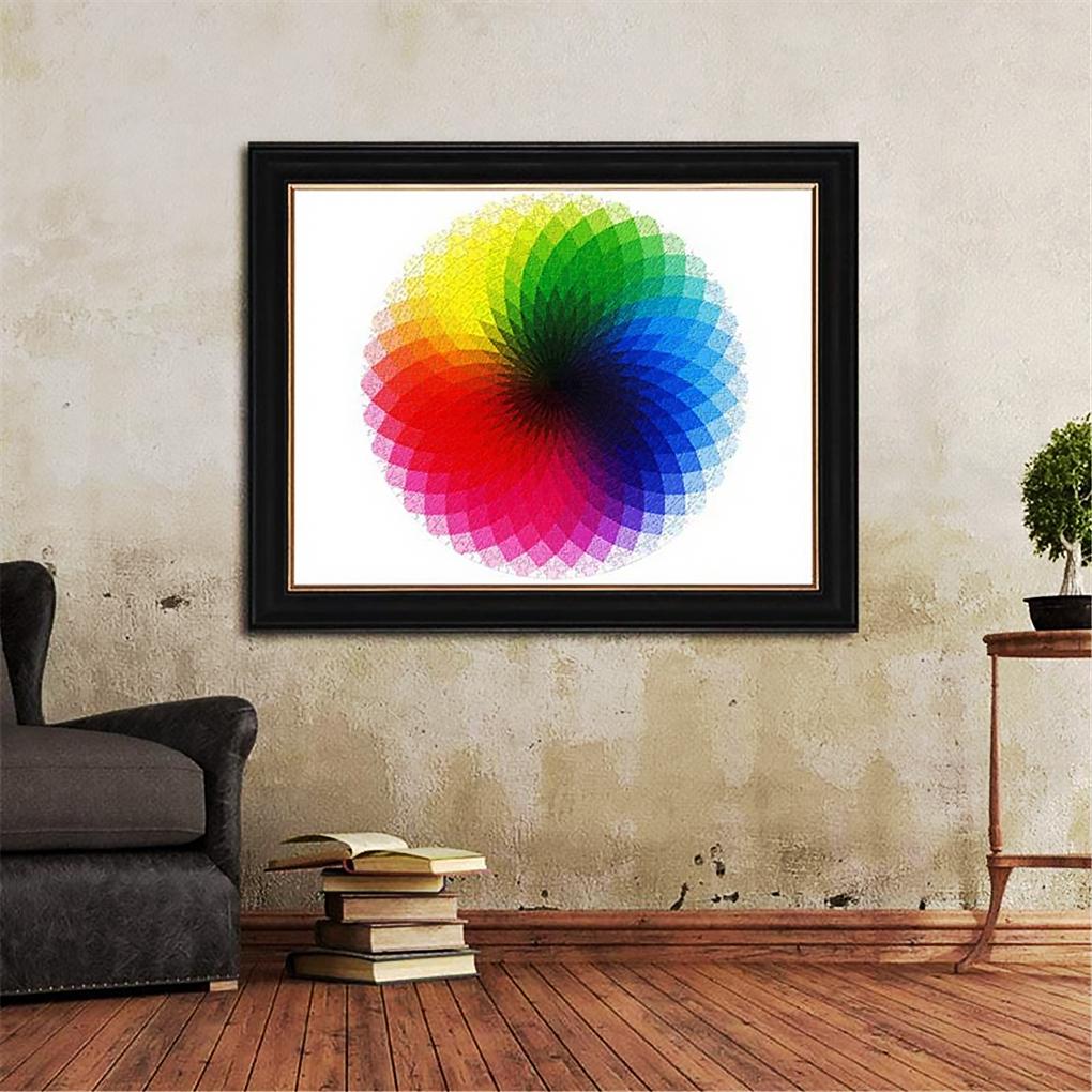 1000 Pcs/set Colorful Rainbow Round Geometrical Photopuzzle Adult Kids DIY Educational Toy Jigsaw Puzzle Paper