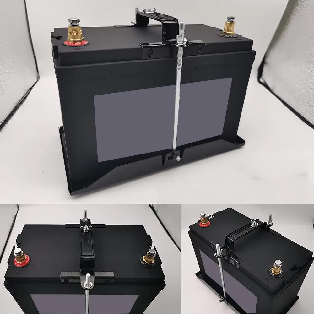 Car Fixed Battery Hold Down Tray Corrosion-Resistant Steel Storage Battery Holder Adjustable Bracket Clamp Battery Tray