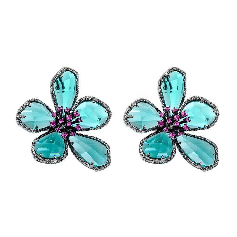 Light Luxury Flower Earrings Women'S Tide Earrings Korean Design Sense Retro Earrings