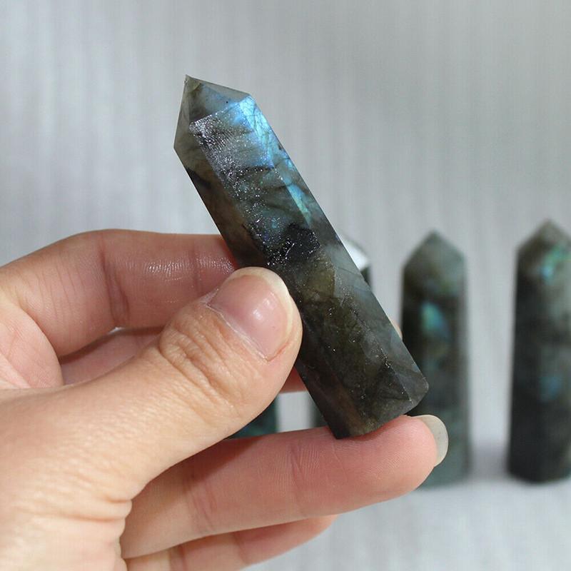 6070mm Natural Quartz Crystal Point Healing Obelisk Hexagonal Wand Decor Reiki