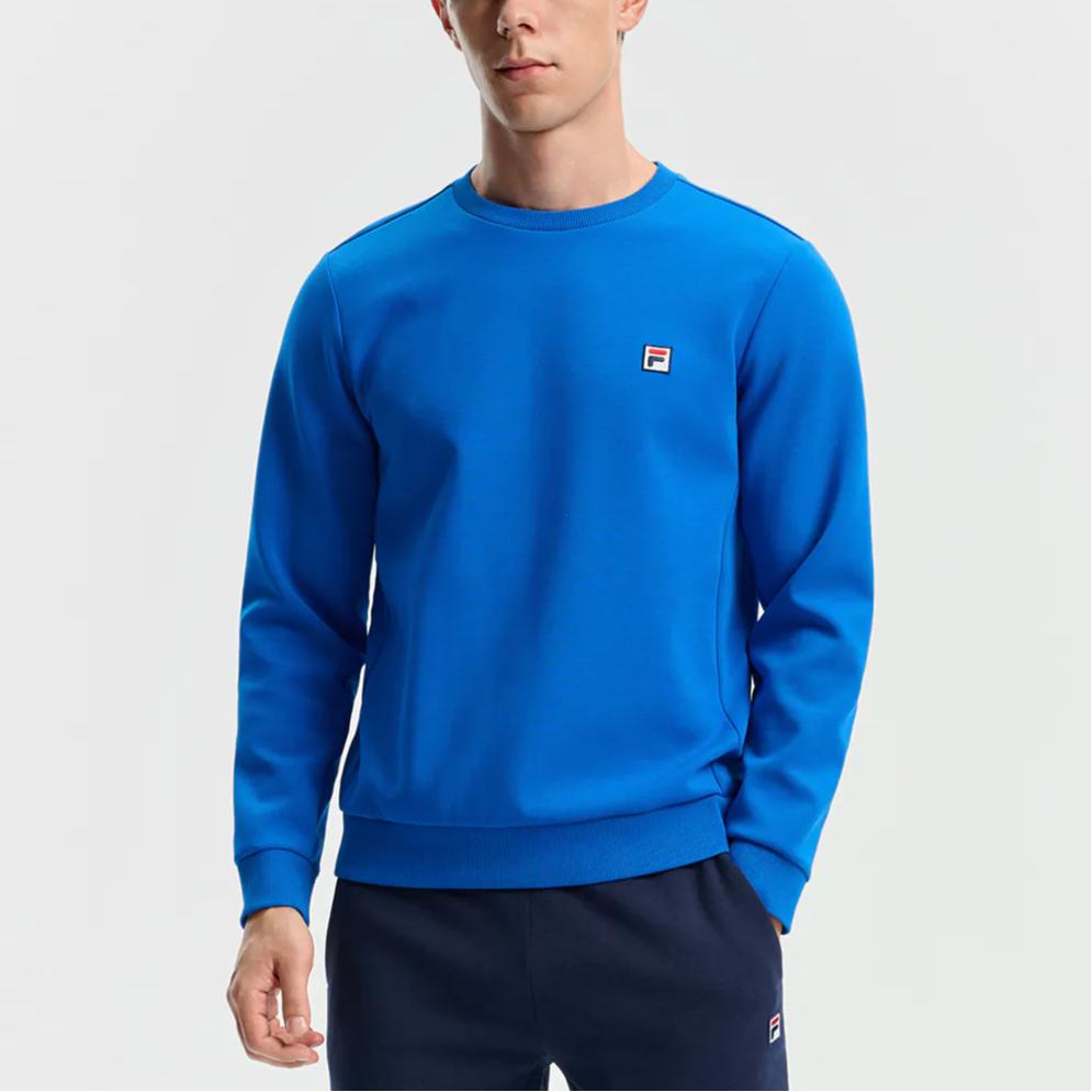 Fila Tênis Esportivo Casual Clássico Macio Antibacteriano Tricotado Pulôver Moletom Masculino Moletom Dourado Azul A11M543222FRB