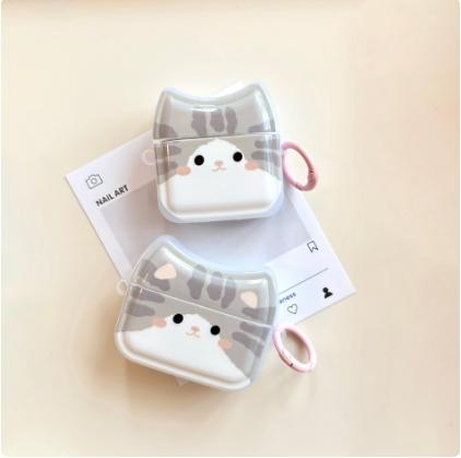 Korean Cute Gray Kitten Cat Earphone Case For iPhone AirPods 4 3 2 1 Earbuds Cover For AirPods Pro2 Protective Sleeve Cases
