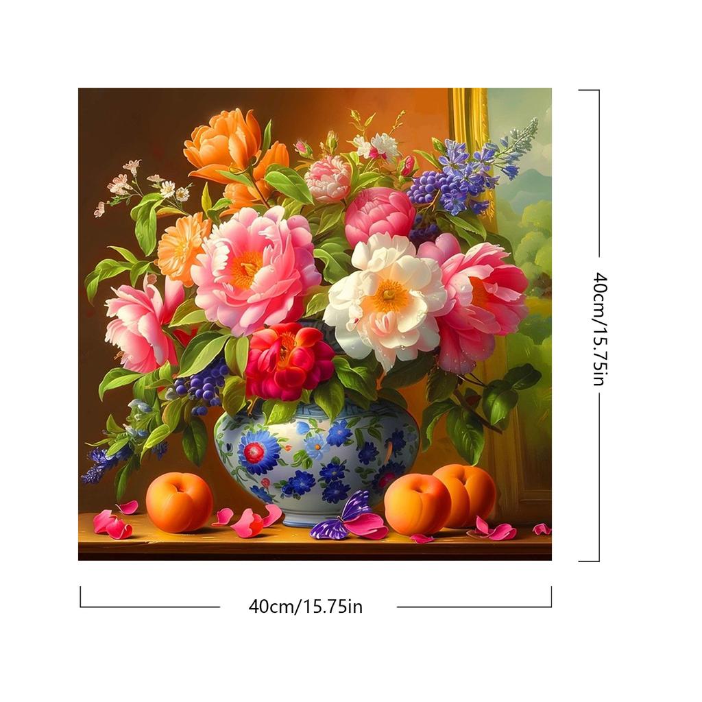 Flowers DIY No Frame Acrylic Paint-By-Number Kit 40*40cm Canvas Acrylic Filling Painting Kit for Adults Gifts Home Decor