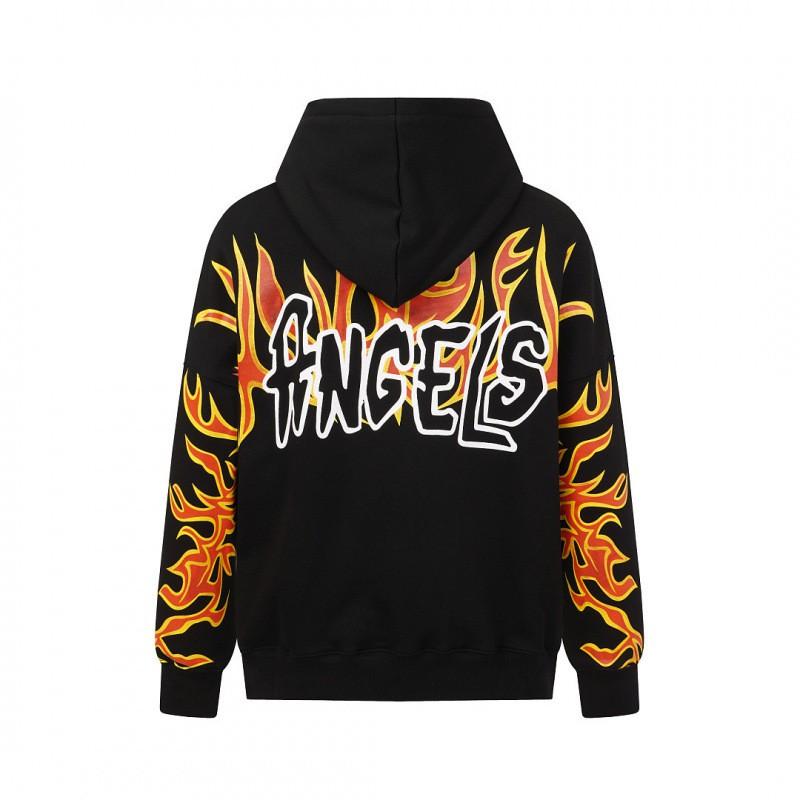 American Style Angel Flame Letter Print Hoodie Loose Fit Long Sleeve Sweatshirt Couples Youth Streetwear