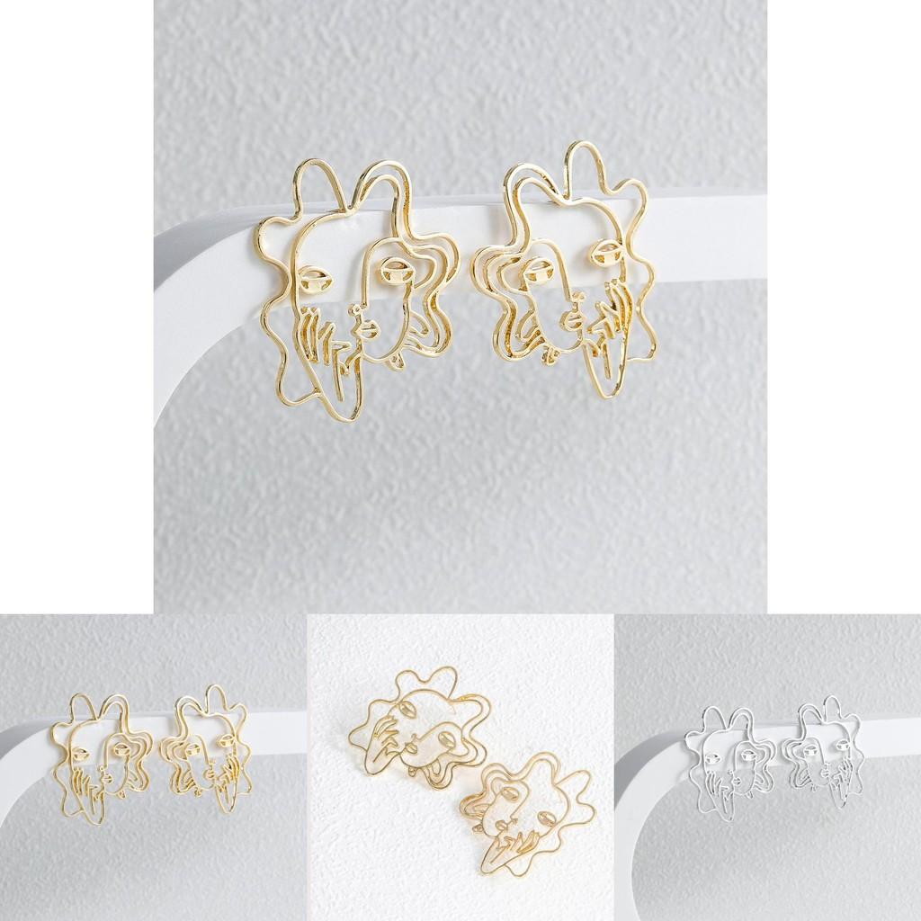 Trendy Alloy Geometric Face Outline Earrings Minimalist Fashion Street Jewelry
