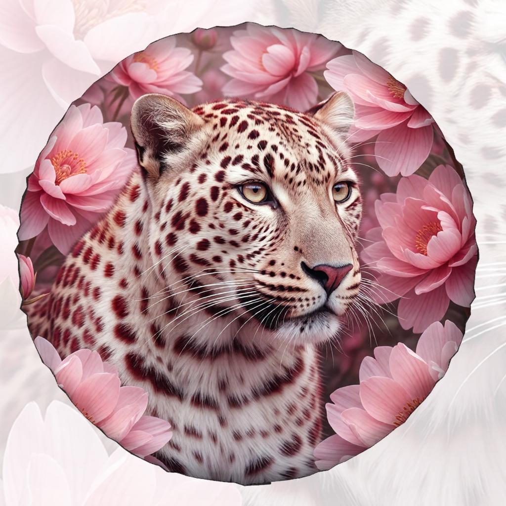 1pc Spare Tire Cover White Leopard With Red Spots In Pink Floral Scene Weatherproof Dustproof Wheel Protectors Universal Wheel C