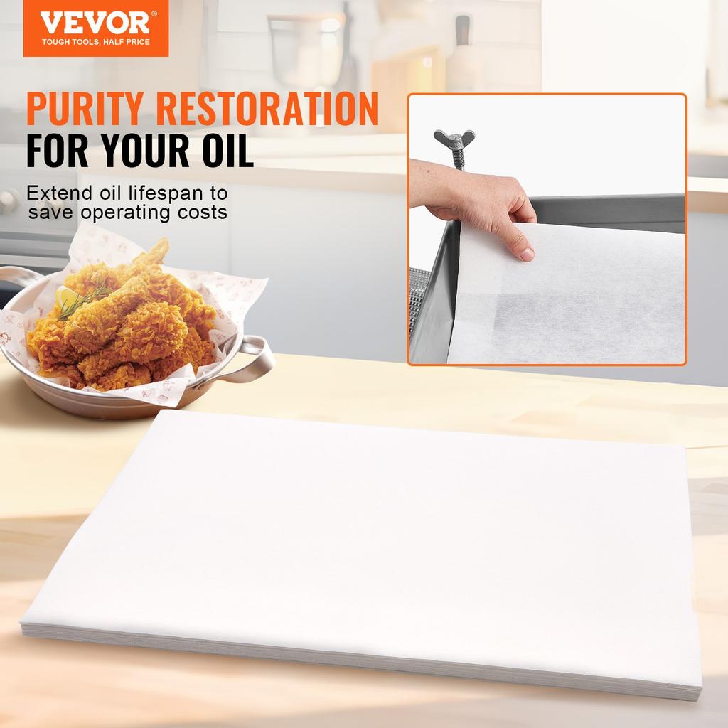 VEVOR Fryer Filter Paper, 100 Sheets, 25.7" x 16.9", Replacement Deep Fryer Filter Sheets for 55L Commercial Mobile Fryer Filter Machine