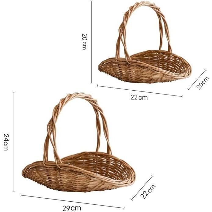 Cesta de Cosecha de Mimbre Tejida a Mano con Asa Cesta Portátil de Almacenamiento para Recolección de Flores Verduras y Flores Almacenamiento en Casa