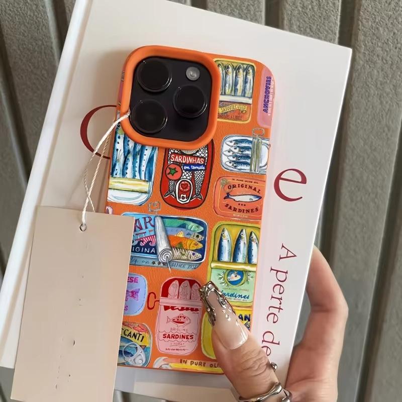 Phone Case Sardine Pattern Feather Print For iPhone 17E 16 15 Pro Max 14 13 12 11 XS Max XR 7 8 Plus 16E 17 Air Bumper TPU Cover iPhone 16 Plus