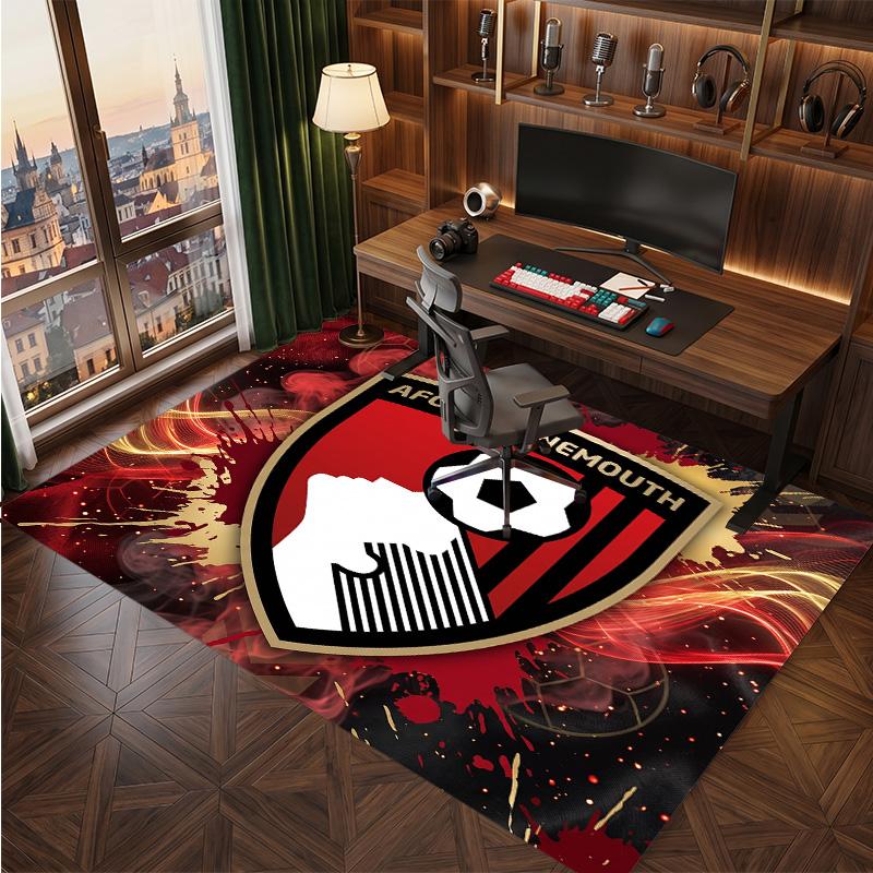 Bournemouth Football Print Crystal Velvet Rug, Comfortable Water Absorbent Non Slip Indoor Floor Carpet