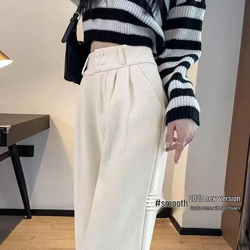 Women's Chenille High-Waisted Wide-Leg Corduroy Pants - Fleece-Lined for Spring, Autumn, and Winter 2025.