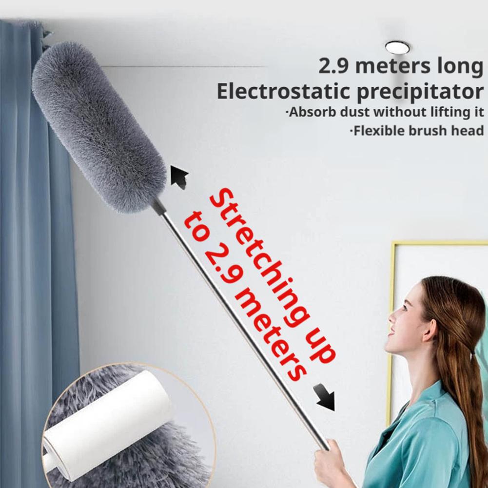 1Pcs Dust Duster Telescopic Flexible Stainless Steel Household Feather Duster Cleaning Tool Microfiber Dust Brush Set