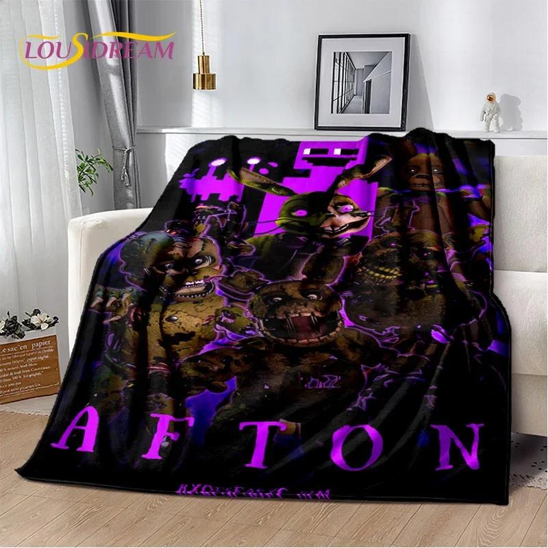 3D Horror Game F-FNAF Freddy Cartoon Soft Flannel Blanket for Bed Bedroom Sofa Picnic,Throw Blanket for Outdoor Leisure Nap Gift