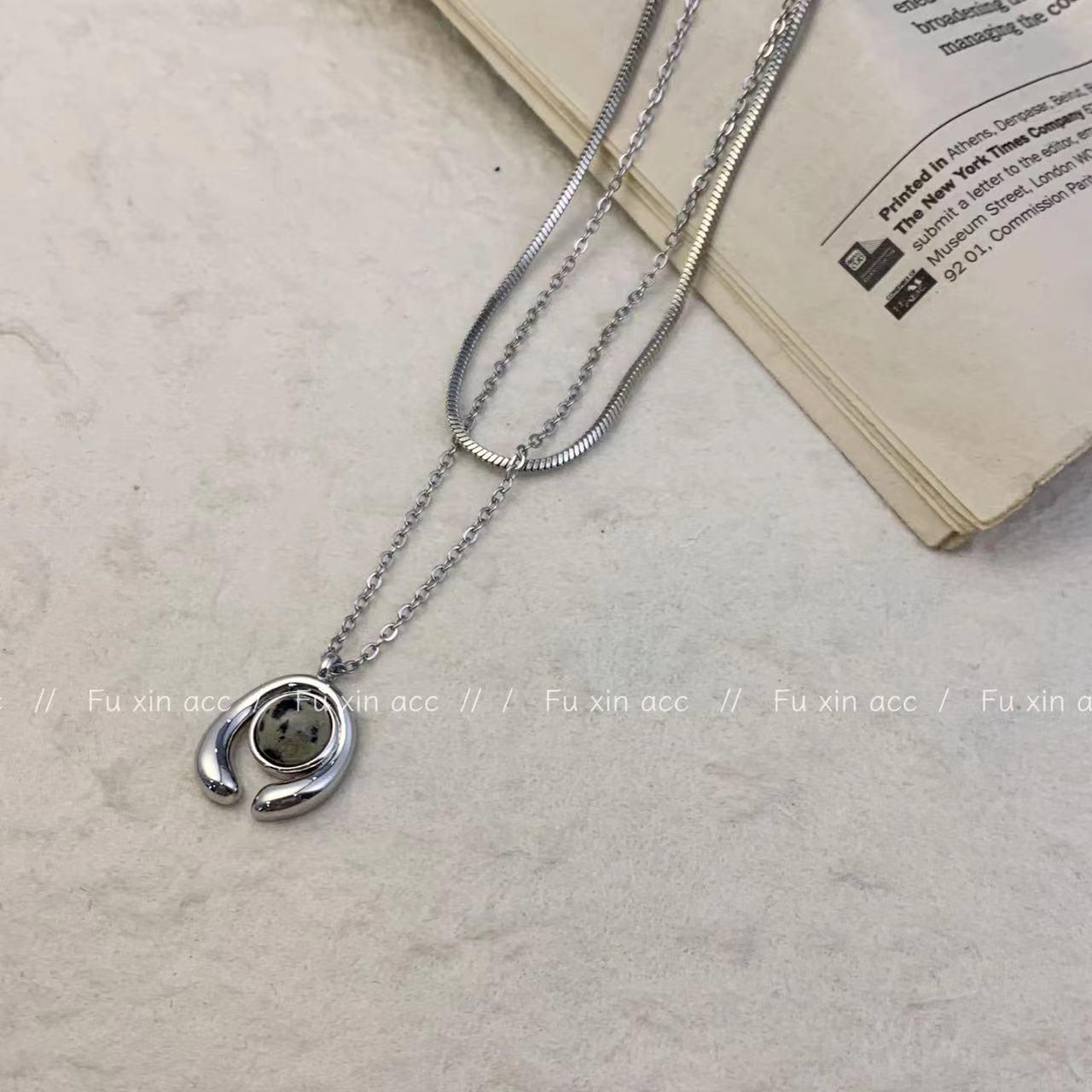 

Всесезонное двухслойное абстрактное ожерелье - Популярная легкая роскошная цепочка на ключицу для женщин