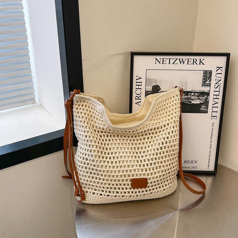 Nischen-Strandtasche im Küstenurlaubsstil, Damen-Sommer, neu, gewebte Tragetasche mit großem Fassungsvermögen