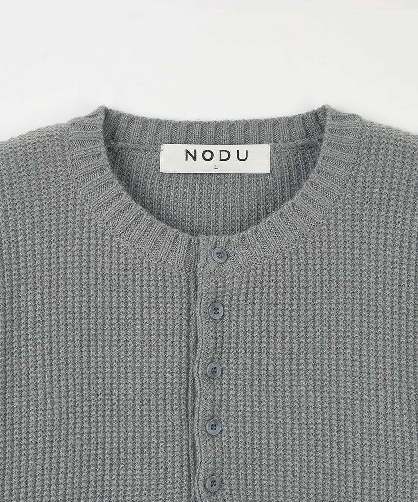 NODU Waffle Henley Neck Knit [Gray]