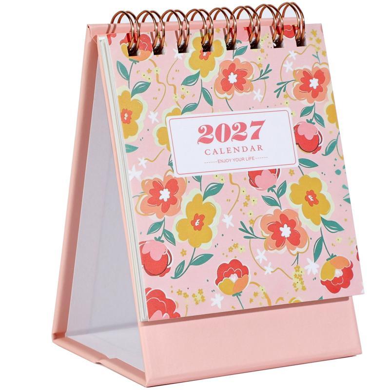 Mini Small Desk Calendar 2026 To Dec 2027 Portable Spiral Monthly Calendar Daily Organizer For Desk Home Yearly Planner