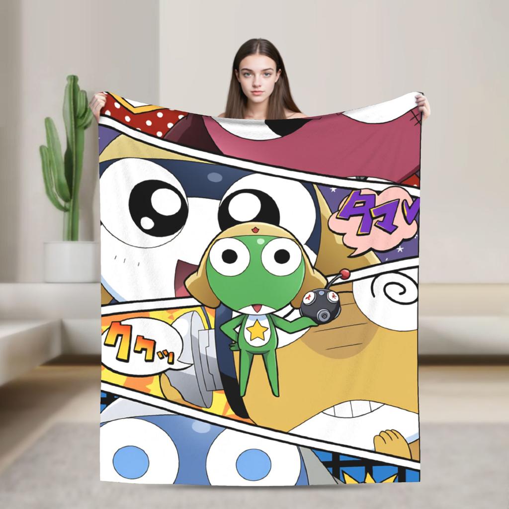 Classic Comedy Anime Keroros Frog Blanket  Travel Flannel Throw Blanket For Couch Chair Super Soft Design Quality Bedspread Gift