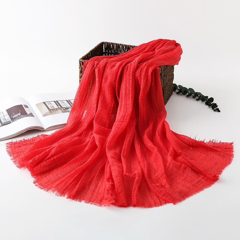 Women Cotton Linen Scarf Autumn Lady Solid Color Long Scarves Soft Thin Plain Shawl Foulard Viscose Wrap Shawls New Summer